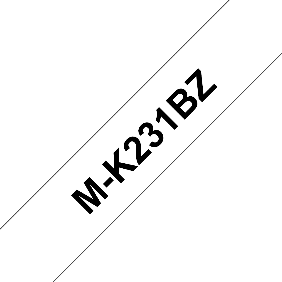 Ruban plastique pour étiqueteuse M-K231BZ Brother original – Noir sur blanc, 12 mm de large